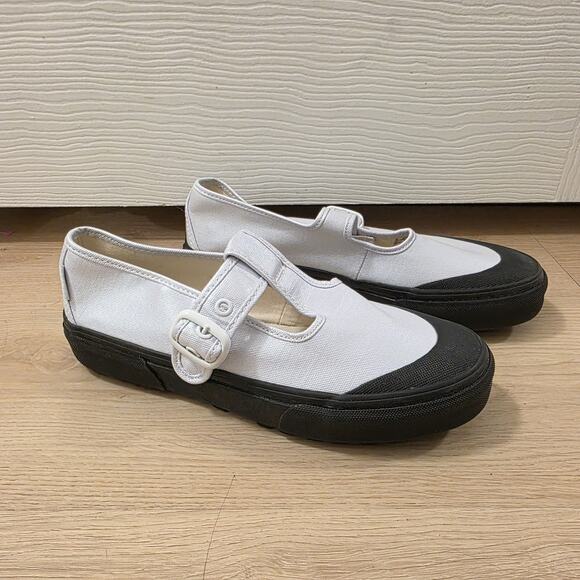 Vans Black White Shimmery Canvas Classic Mary Jane T-Strap Sneakers Size 8 - Picture 5 of 9